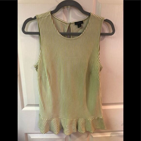 Ann Taylor Factory striped sleeveless top with ruffle accent - Picture 1 of 4